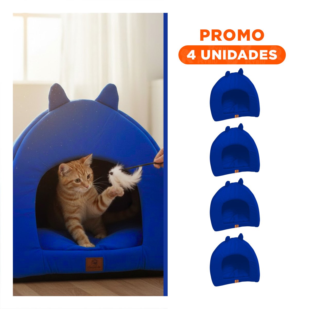 PACK4 LECHO PROTECTOR PARA MASCOTA TALLA L ESTAMPADO GATITOS AZUL ELECTRICO Y+REGALO STICKER - 1