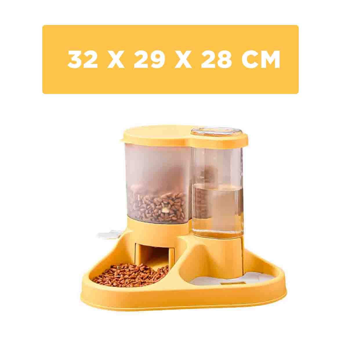 PACK2 EQUIPO INTEGRADO DE COMIDA Y AGUA PARA MASCOTA CON LLAVE AMARILLO SEGURO Y+REGALO STICKER - 4