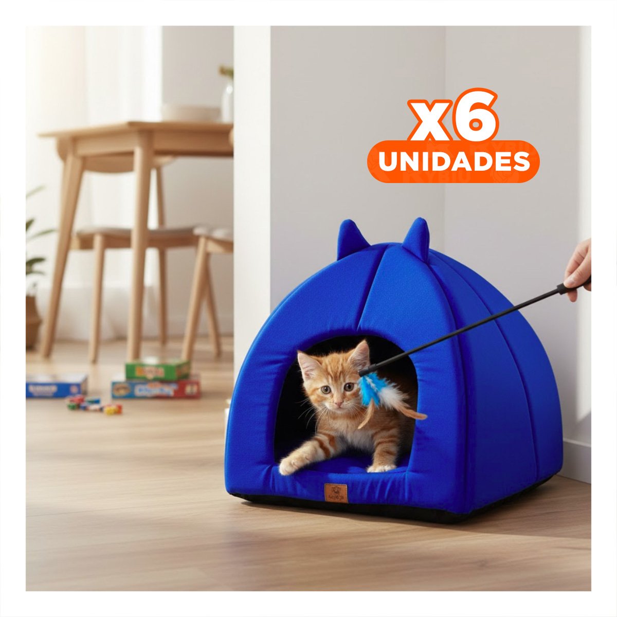 PACK6 GUARIDA CONFORT TIPO IGLU PARA GATO TALLA L AZUL ELECTRICO Y+REGALO STICKER - 1