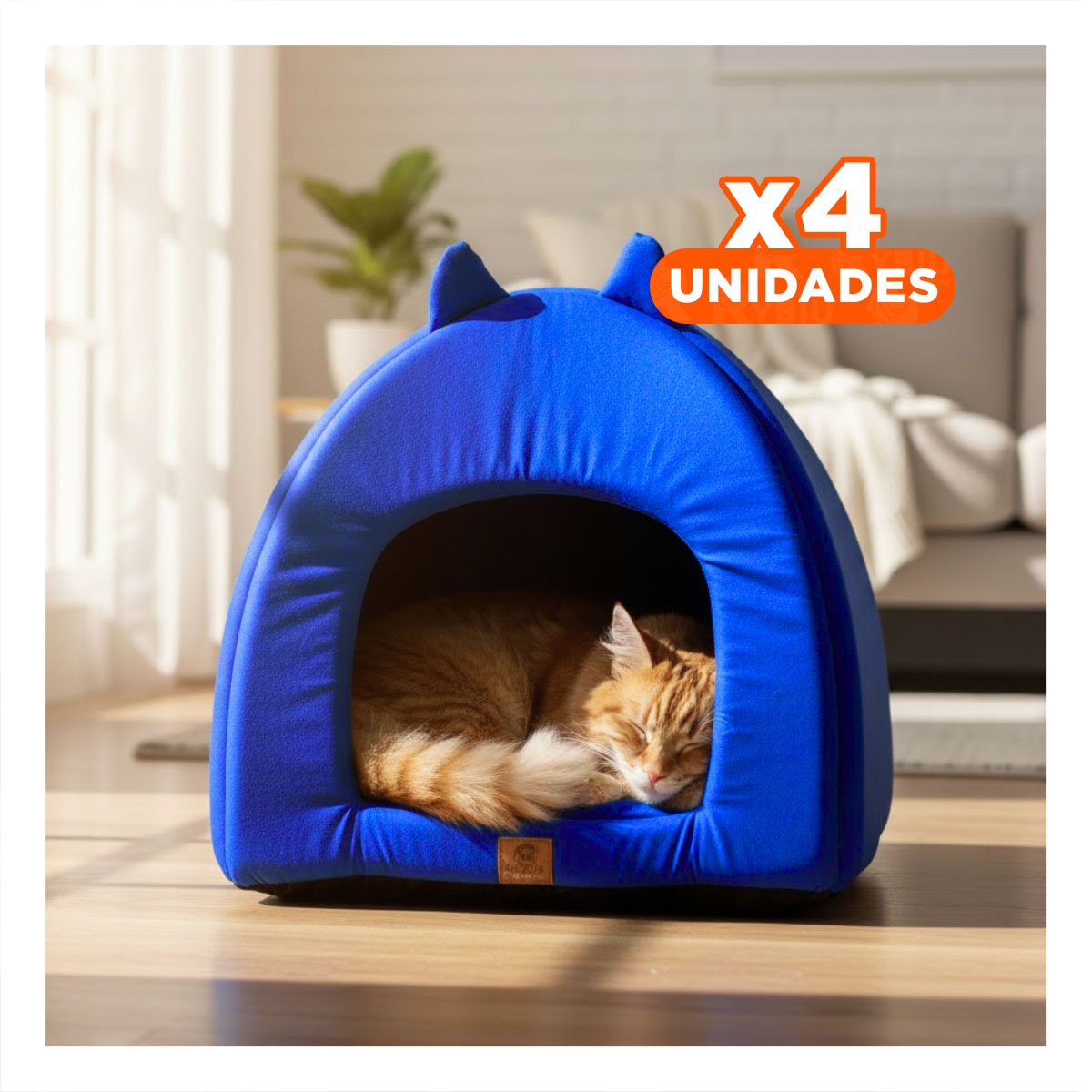 PACK4 GUARIDA CERRADA ACOLCHADA PARA MASCOTA TALLA L AZUL ELECTRICO - 1