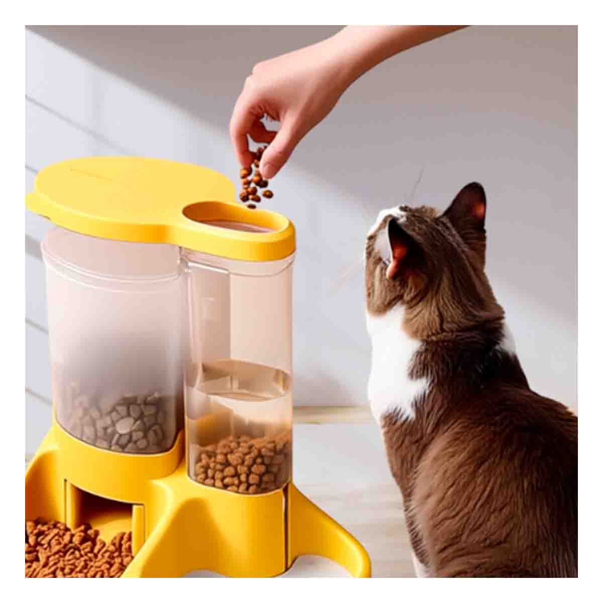 PACK6 CENTRO INTEGRADO DE COMIDA Y AGUA PARA MASCOTA CON LLAVE AMARILLO RESISTENTE - 3