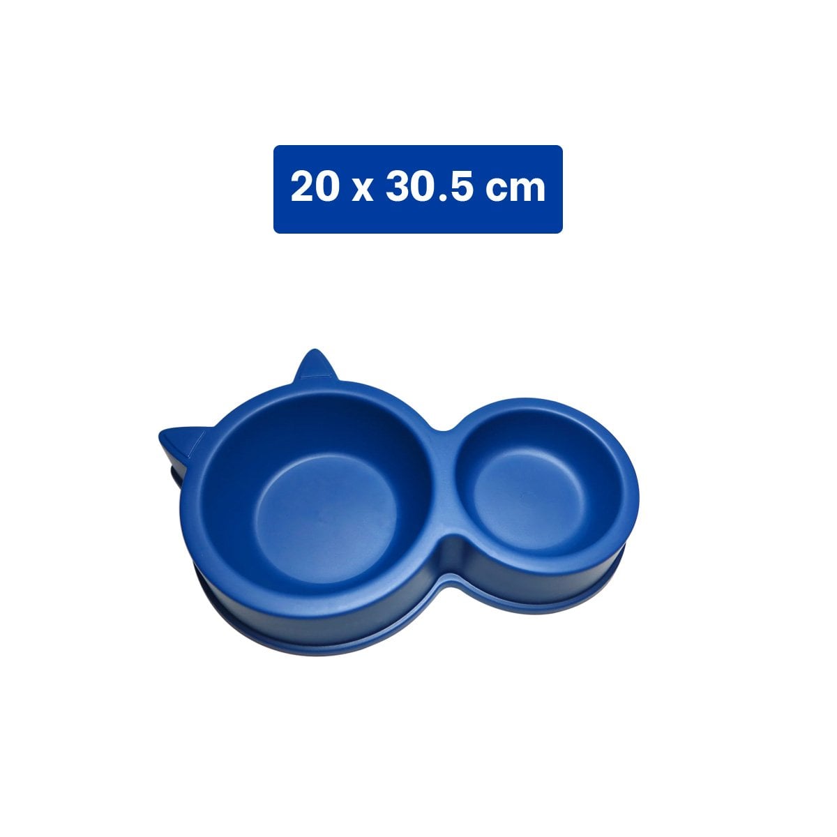 PACK4 UTENSILIO MASCOTA DOBLE CON OREJAS DE GATO AZUL MARINO RESISTENTE - 4