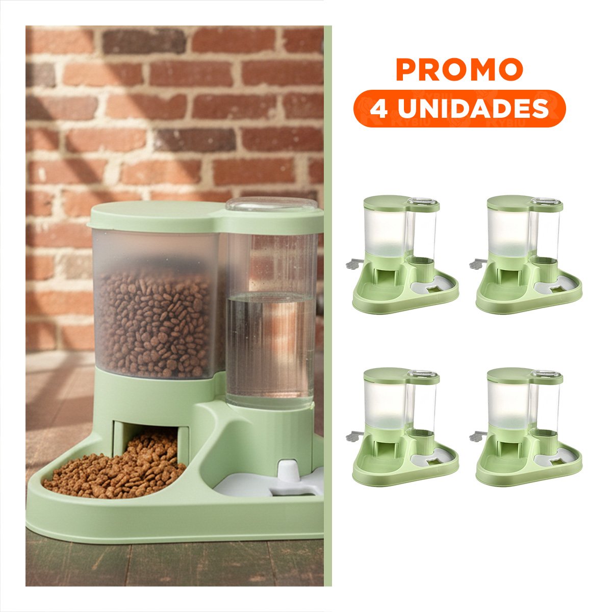 PACK4 CONTENEDOR INTEGRADO DE COMIDA Y AGUA PARA MASCOTA CON LLAVE Y+REGALO STICKER - 1
