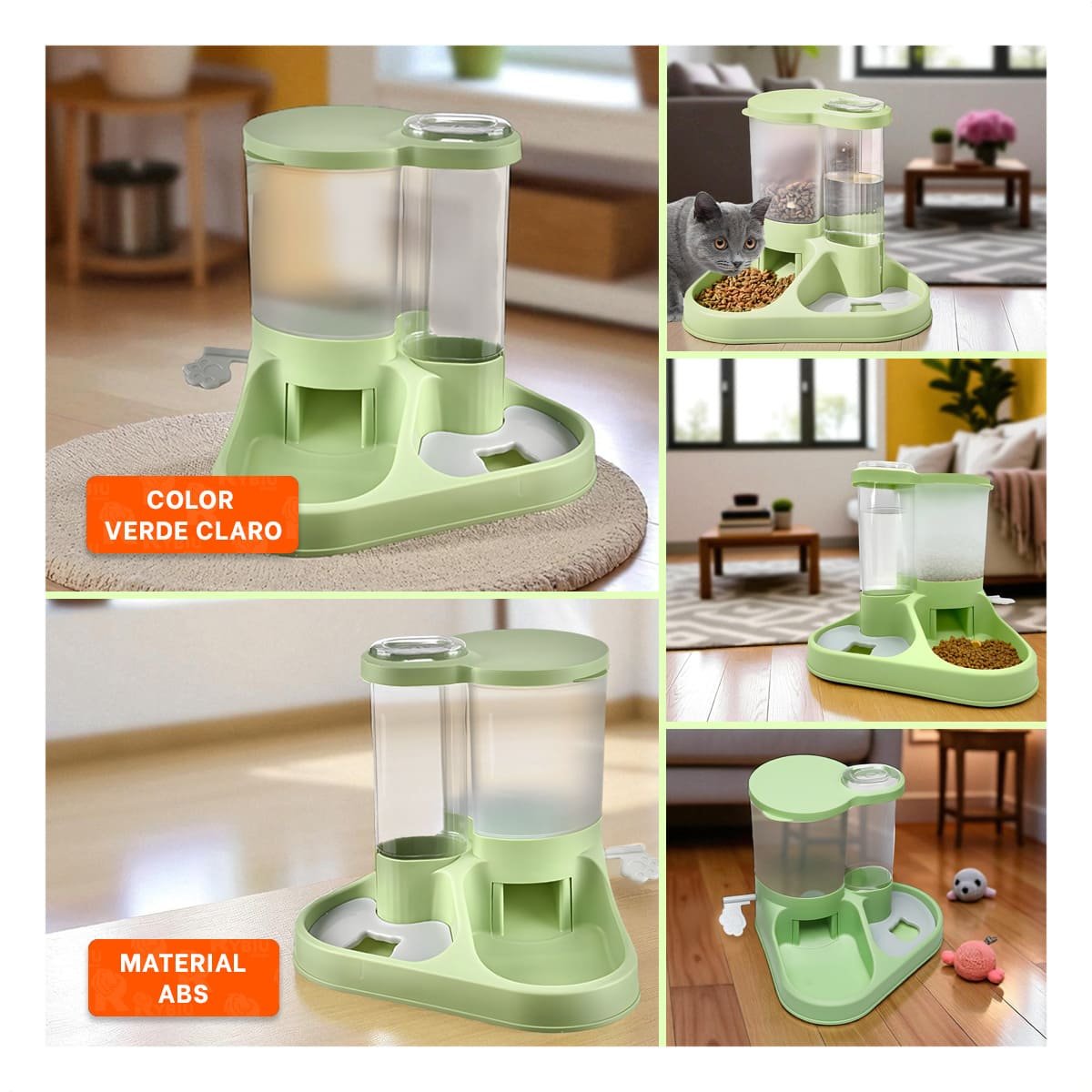 PACK4 CONTENEDOR INTEGRADO DE COMIDA Y AGUA PARA MASCOTA CON LLAVE Y+REGALO STICKER - 2