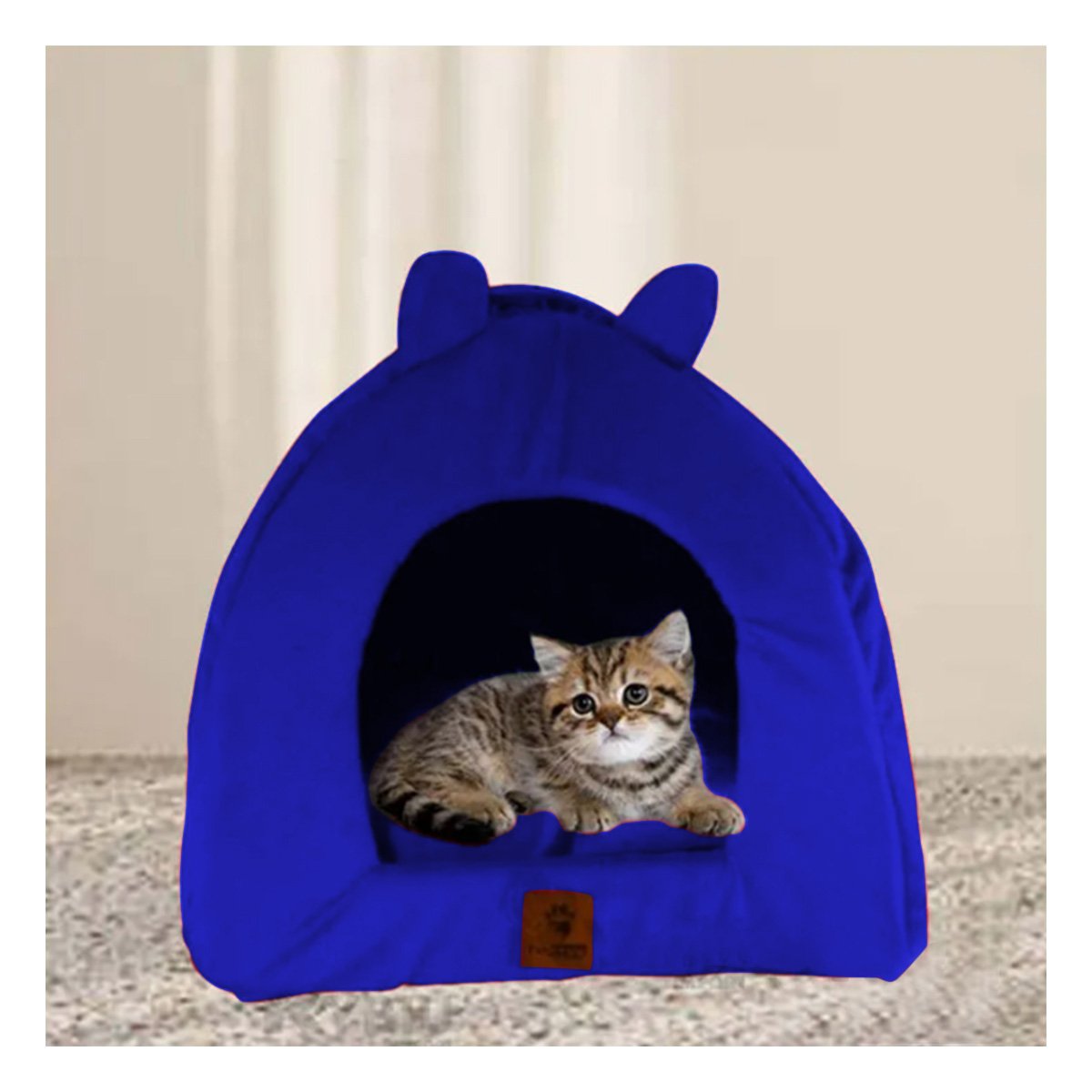 DORMIDERO IGLU PARA MASCOTA TALLA L COMODO Y ABRIGADOR AZUL ELECTRICO Y+LIGAS REGALO - 1