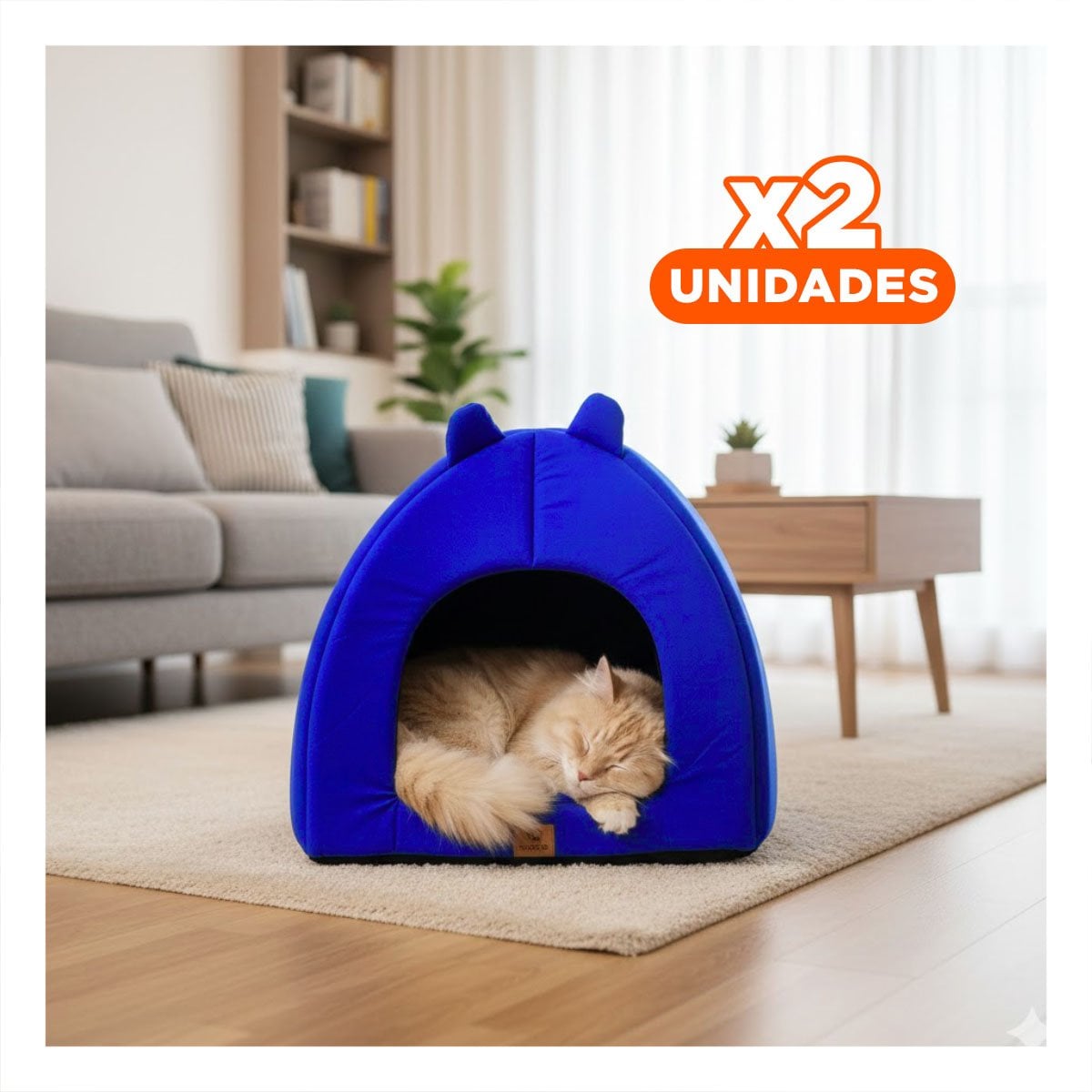 PACK2 DORMIDERO TIPO REFUGIO PARA GATO TALLA L AZUL ELECTRICO Y+REGALO STICKER - 1