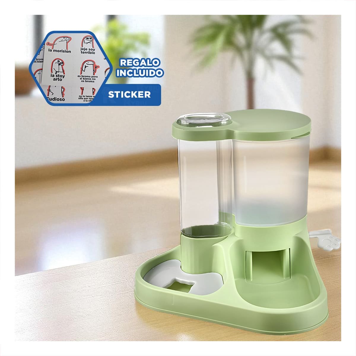 BASE DE ALIMENTACION Y BEBIDA PARA MASCOTA CON LLAVE DURABLE Y+REGALO STICKER - 1
