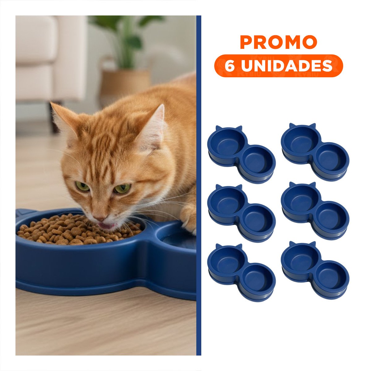 PACK6 SET MASCOTA DOBLE CON OREJAS DE GATO AZUL MARINO COMPACTO - 1