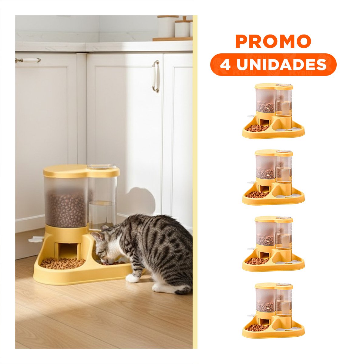 PACK4 UNIDAD INTEGRADA DE ALIMENTACION PARA MASCOTA CON LLAVE AMARILLO FIRME Y+REGALO STICKER - 1