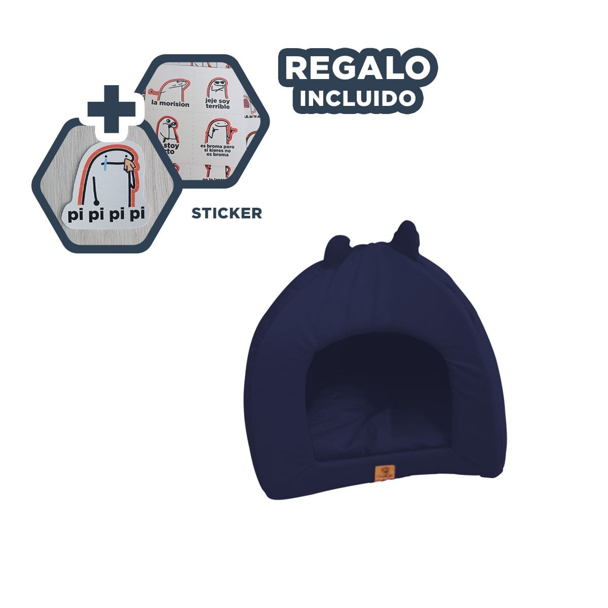 COLCHONETA CUBIERTA PARA GATO TALLA L CON ESTAMPADO GATITOS AZUL MARINO Y+REGALO STICKER - 1