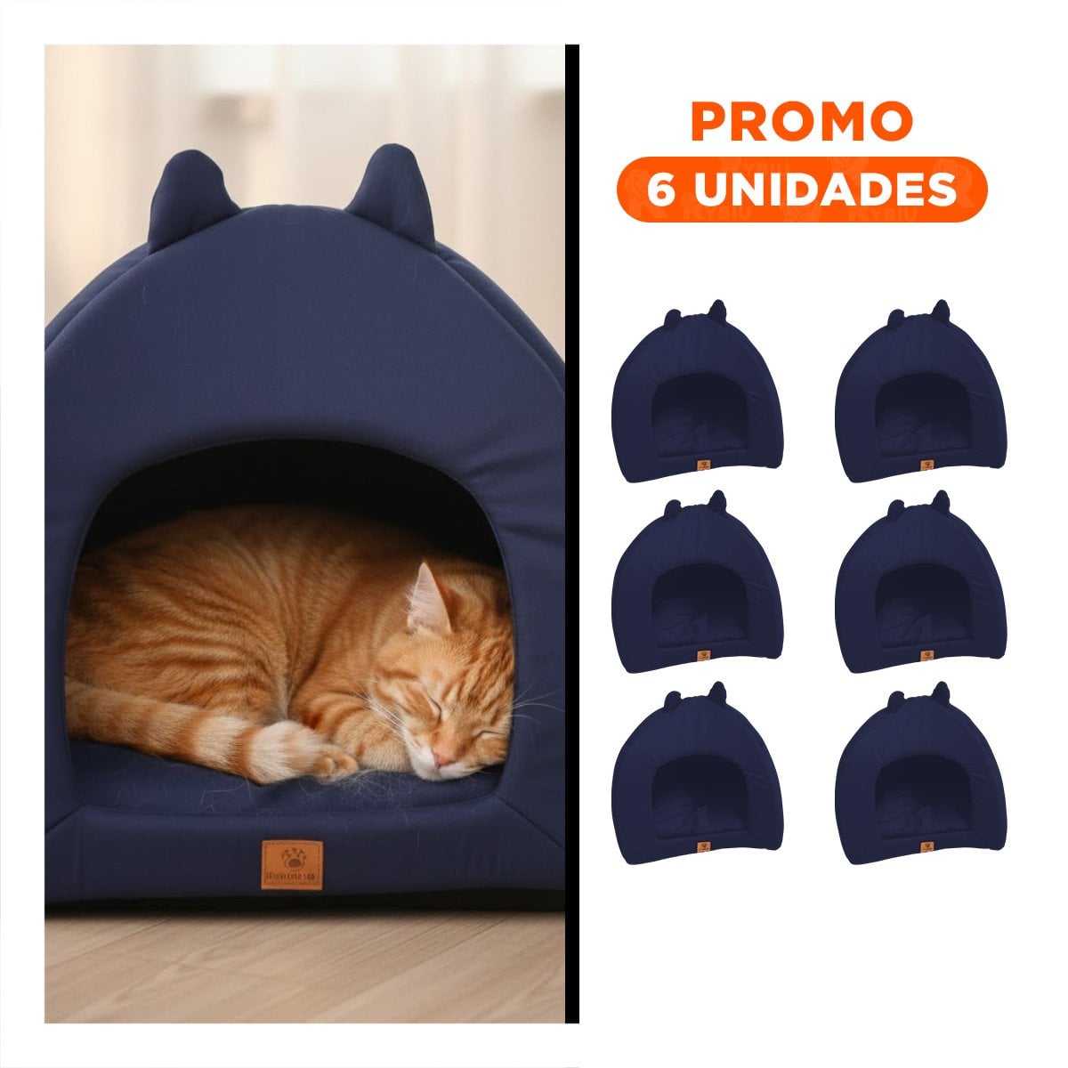 PACK6 CAMA PROTECTORA CERRADA PARA GATO TALLA L AZUL MARINO - 1