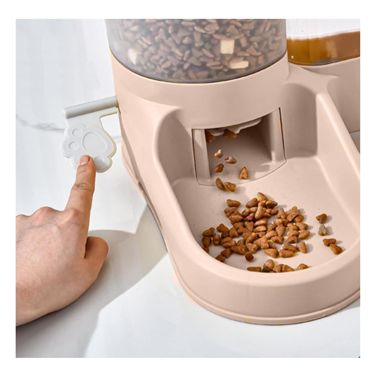 EQUIPO DE COMIDA Y AGUA PARA MASCOTA CON LLAVE ROSADO CLARO FUNCIONAL Y+LIGAS REGALO - 1