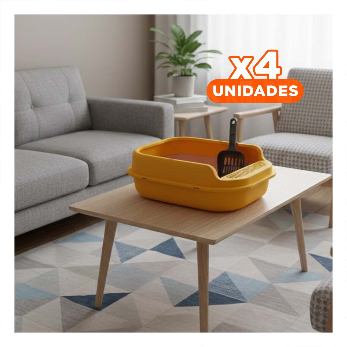 PACK4 CONTENEDOR FUNCIONAL PARA HOGARES CON GATO 51X36,5CM ROSADO Y NARANJA - 1