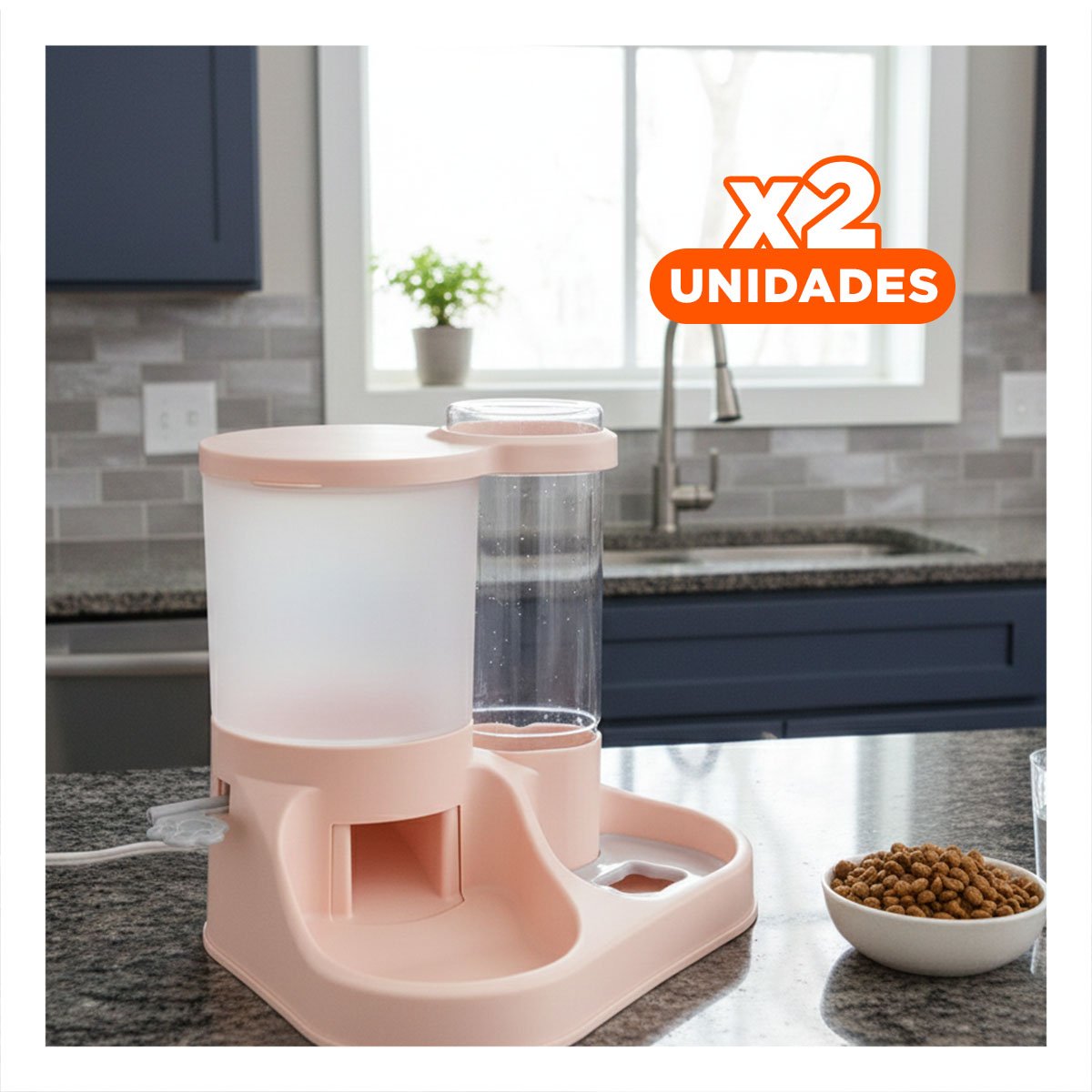 PACK2 UNIDAD INTEGRADA DE ALIMENTACION PARA MASCOTA CON LLAVE ROSADO CLARO Y+REGALO STICKER - 1