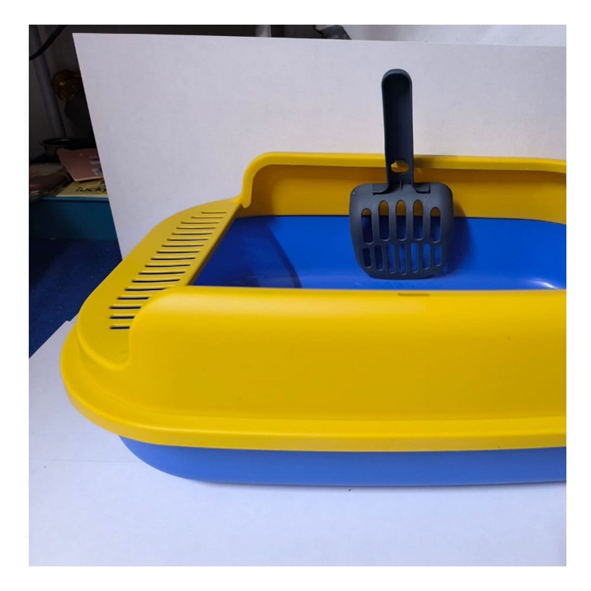 PACK2 BATEA DE ARENA ABIERTA CON PALA CERNIDORA 51X36,5CM AZUL Y AMARILLO - 5