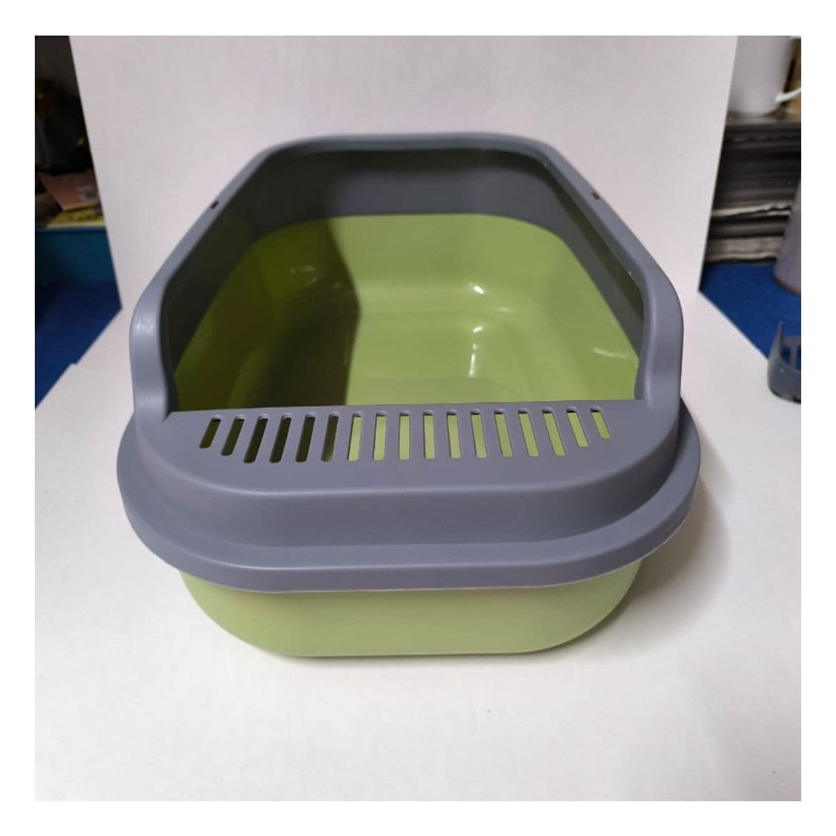 PACK2 CAJON SANITARIO ABIERTO PARA GATO 51X36,5CM VERDE Y PLOMO - 2