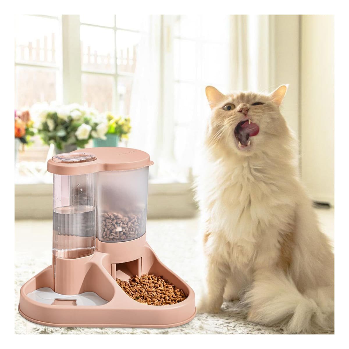 PACK6 FUENTE INTEGRADA CON PLATO PARA MASCOTA CON LLAVE ROSADO CLARO - 5