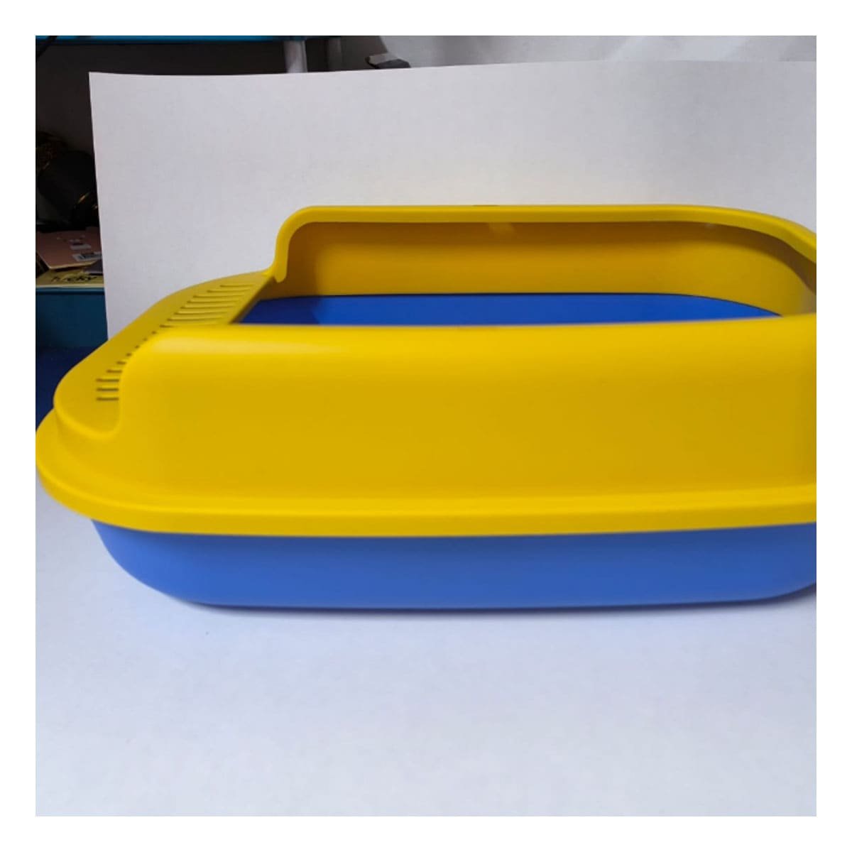 PACK2 BATEA HIGIENICA AMPLIA PARA GATO 51X36,5CM AZUL Y AMARILLO Y+PAPEL REGALO - 2