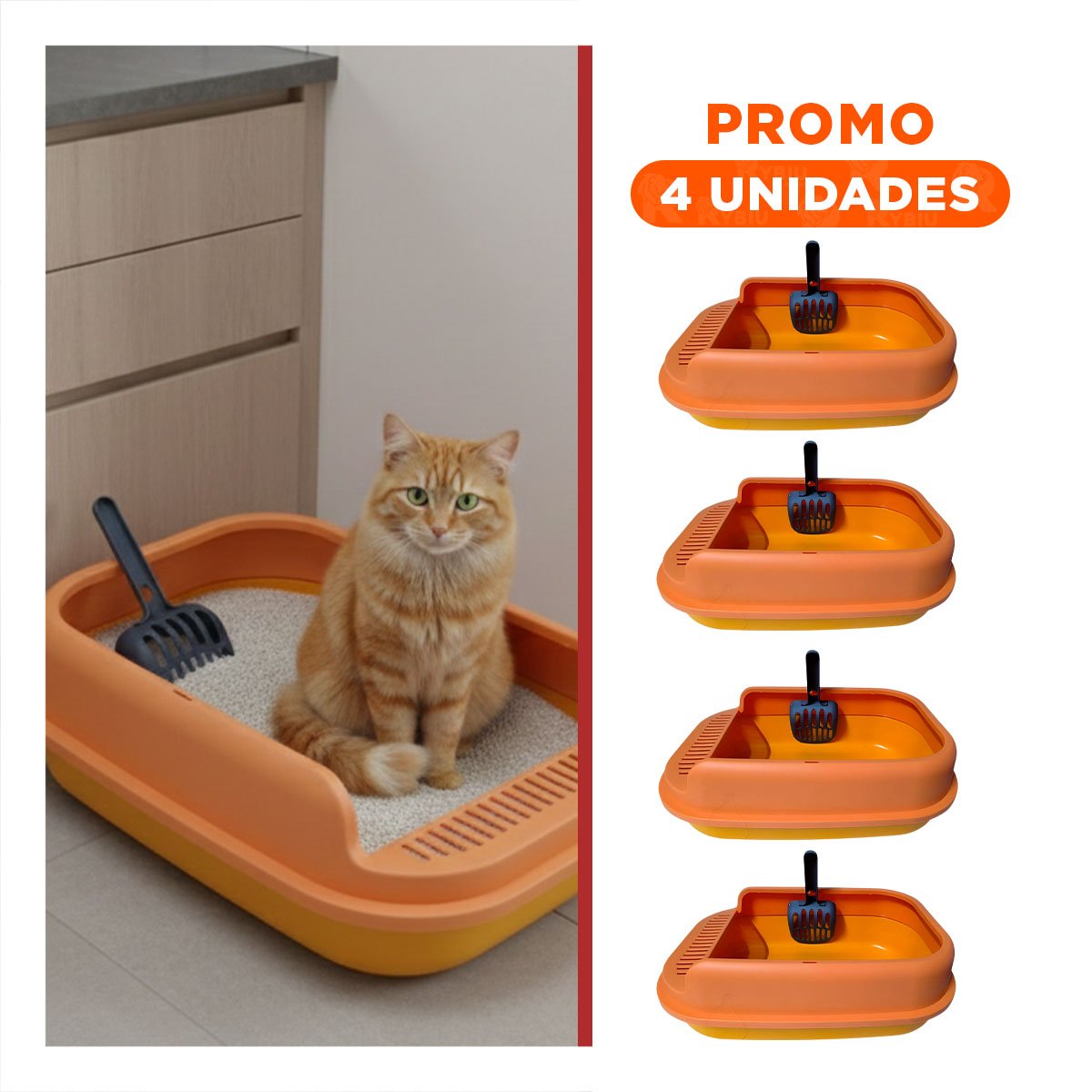 PACK4 MODULO SANITARIO ABIERTO CON PALA CERNIDORA 51X36,5CM NARANJA Y+REGALO STICKER - 1