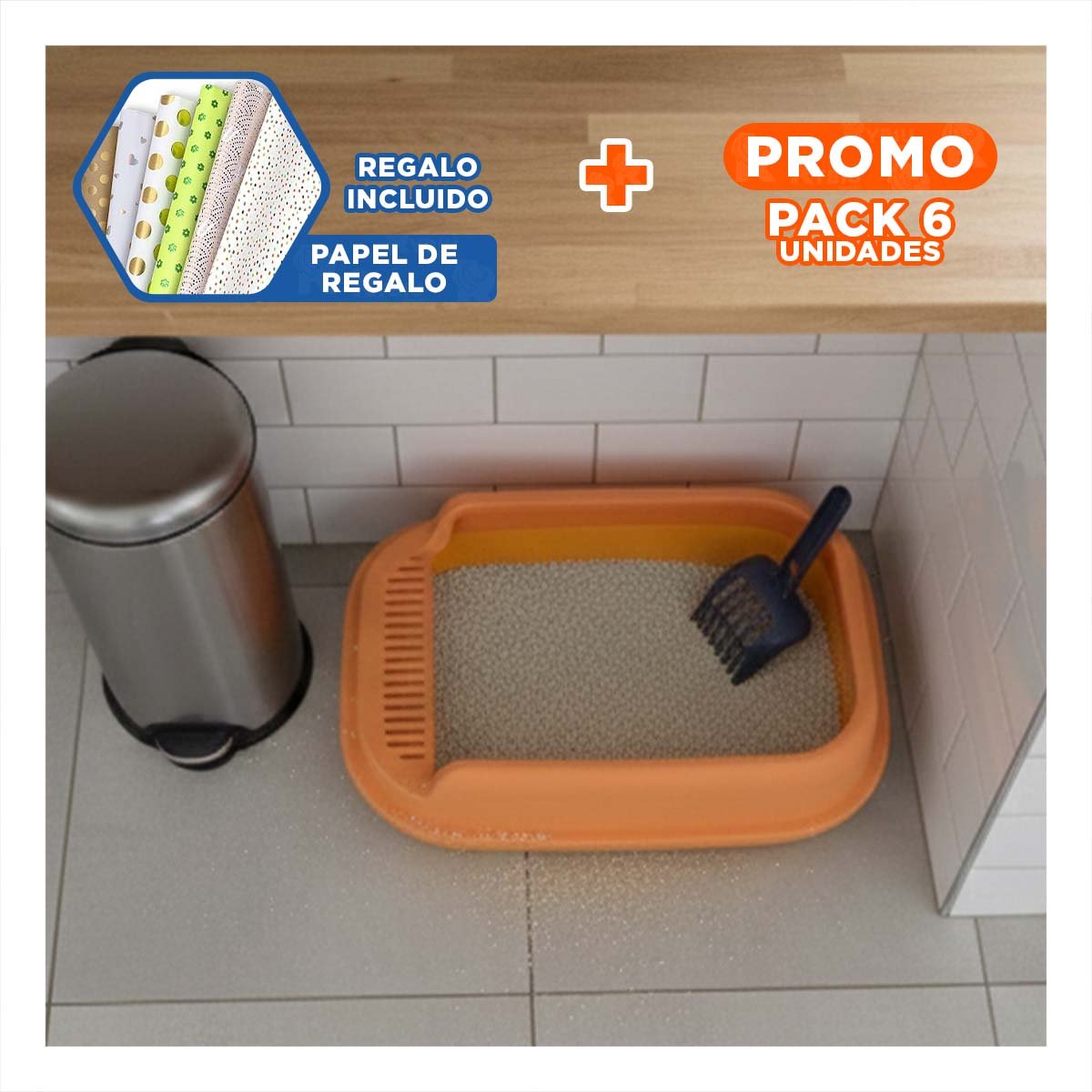 PACK6 MODULO HIGIENICO AMPLIO Y SEGURO 51X36,5CM NARANJA Y+PAPEL REGALO - 1