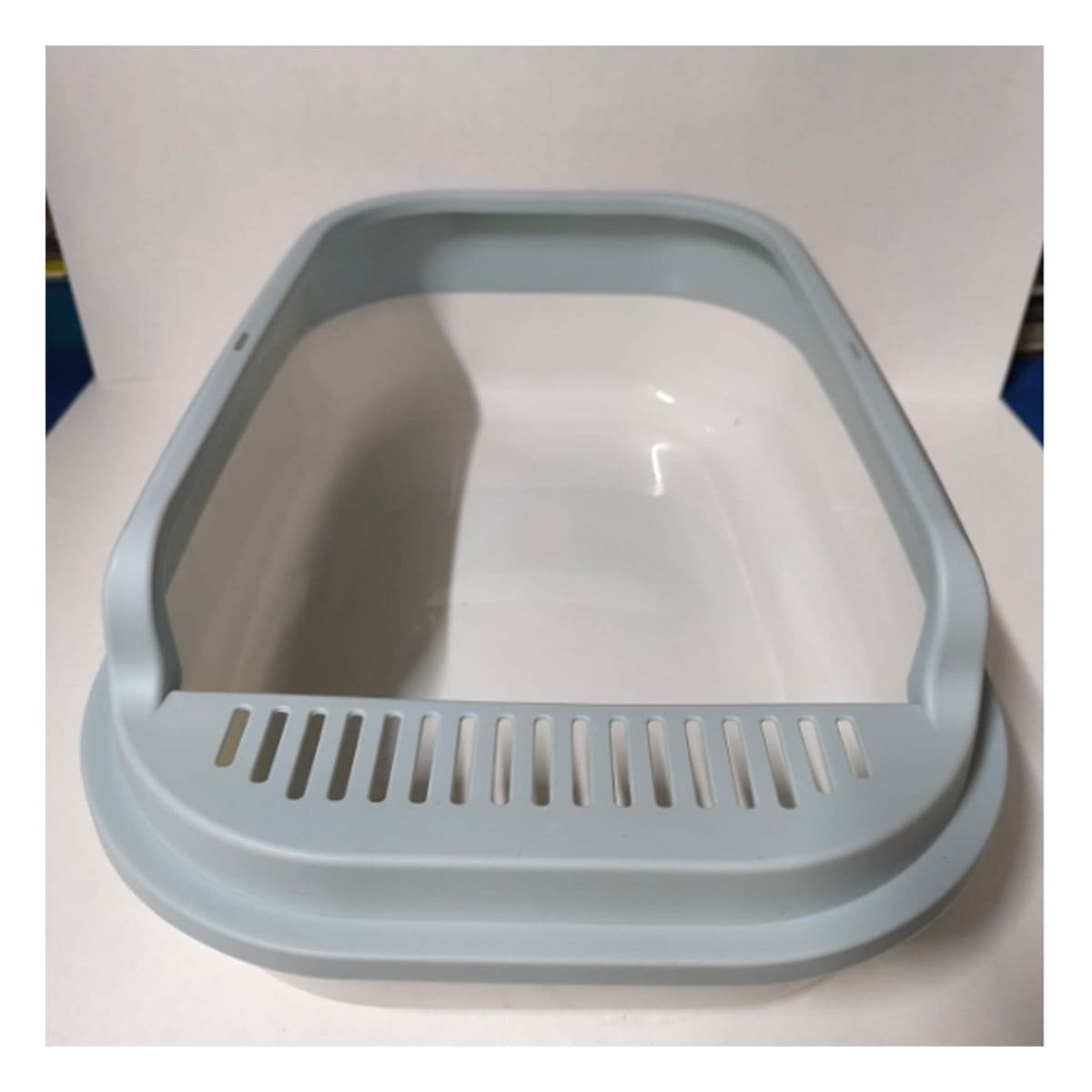 ARENERO PARA GATO DISENO AMPLIO CON PALA 51X36,5CM BLANCO Y PLOMO Y+PAPEL REGALO - 2