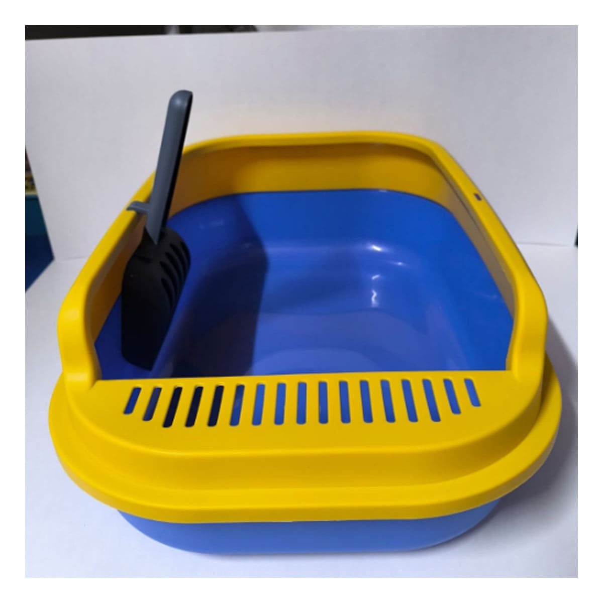 PACK6 CUBETA SANITARIA PARA GATO CON BASE FIRME 51X36,5CM AZUL Y AMARILLO - 2
