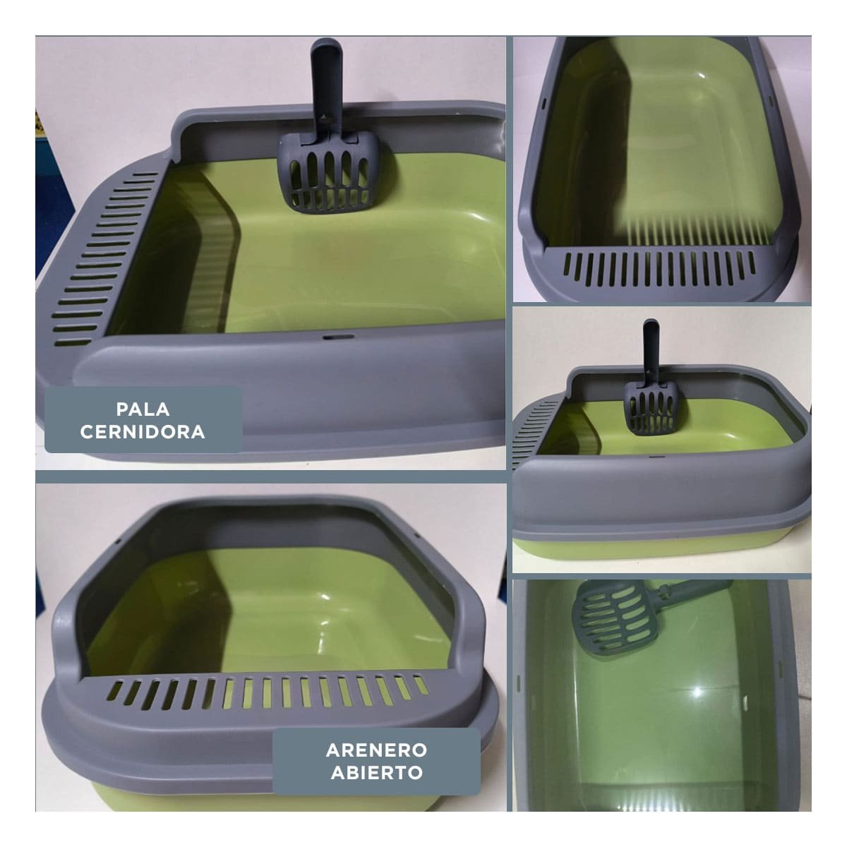 CONTENEDOR HIGIENICO PARA GATO 51X36,5CM VERDE Y PLOMO - 5