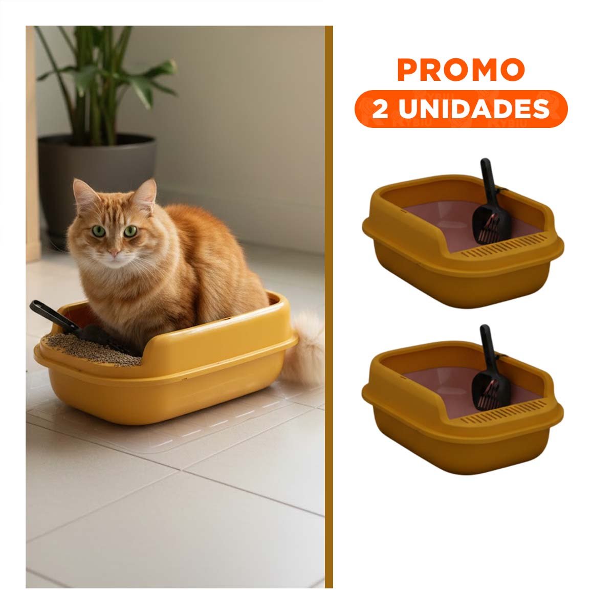 PACK2 CONTENEDOR DE ARENA ABIERTO CON PALA CERNIDORA 51X36,5CM ROSADO Y NARANJA - 1