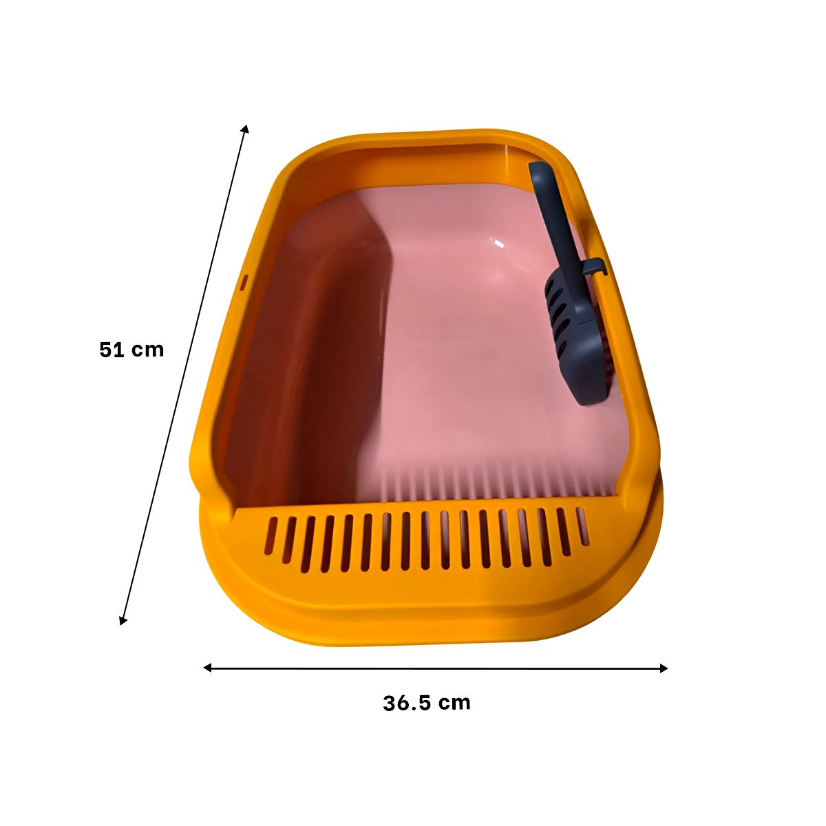 PACK2 CONTENEDOR DE ARENA ABIERTO CON PALA CERNIDORA 51X36,5CM ROSADO Y NARANJA - 4