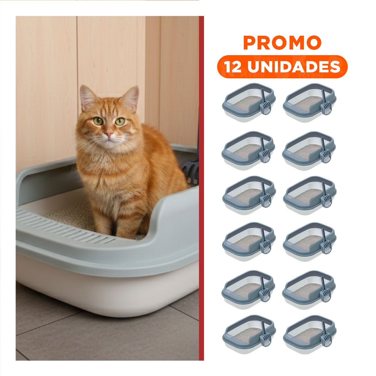 PACK12 ESPACIO FUNCIONAL PARA ARENA EN CASA 51X36,5CM BLANCO Y PLOMO Y+REGALO STICKER - 1