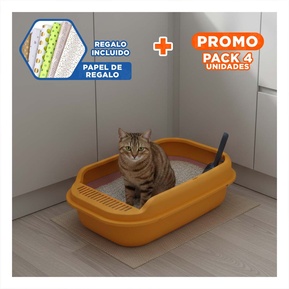 PACK4 CONTENEDOR FACIL LIMPIEZA 51X36,5CM ROSADO Y NARANJA Y+PAPEL REGALO - 1