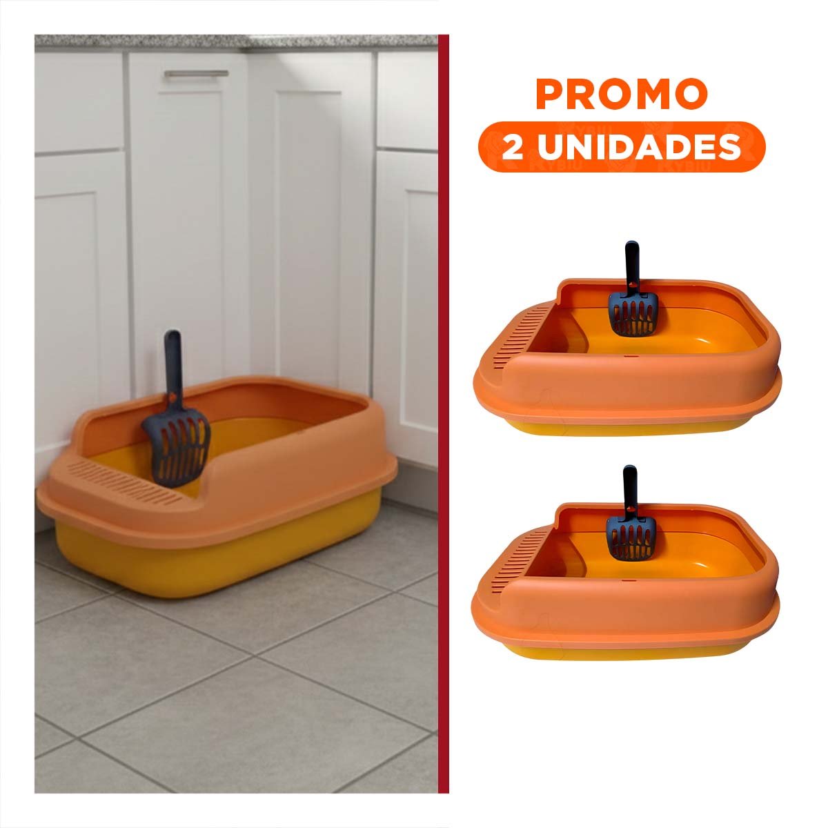 PACK2 ESPACIO DE ARENA ABIERTO CON PALA CERNIDORA 51X36,5CM NARANJA - 1