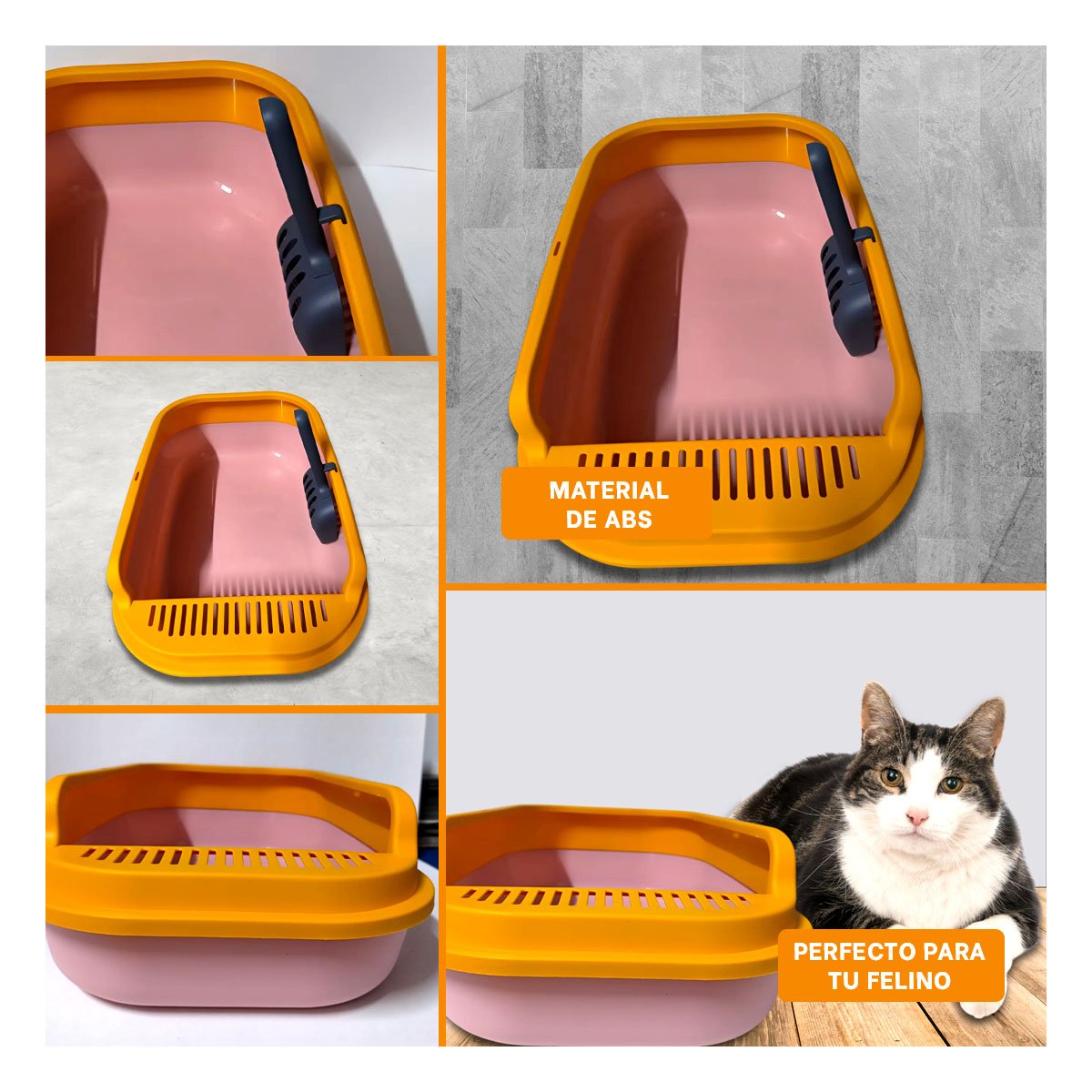 BATEA COMODA PARA AREA DEL GATO 51X36,5CM ROSADO Y NARANJA Y+POST IT - 5
