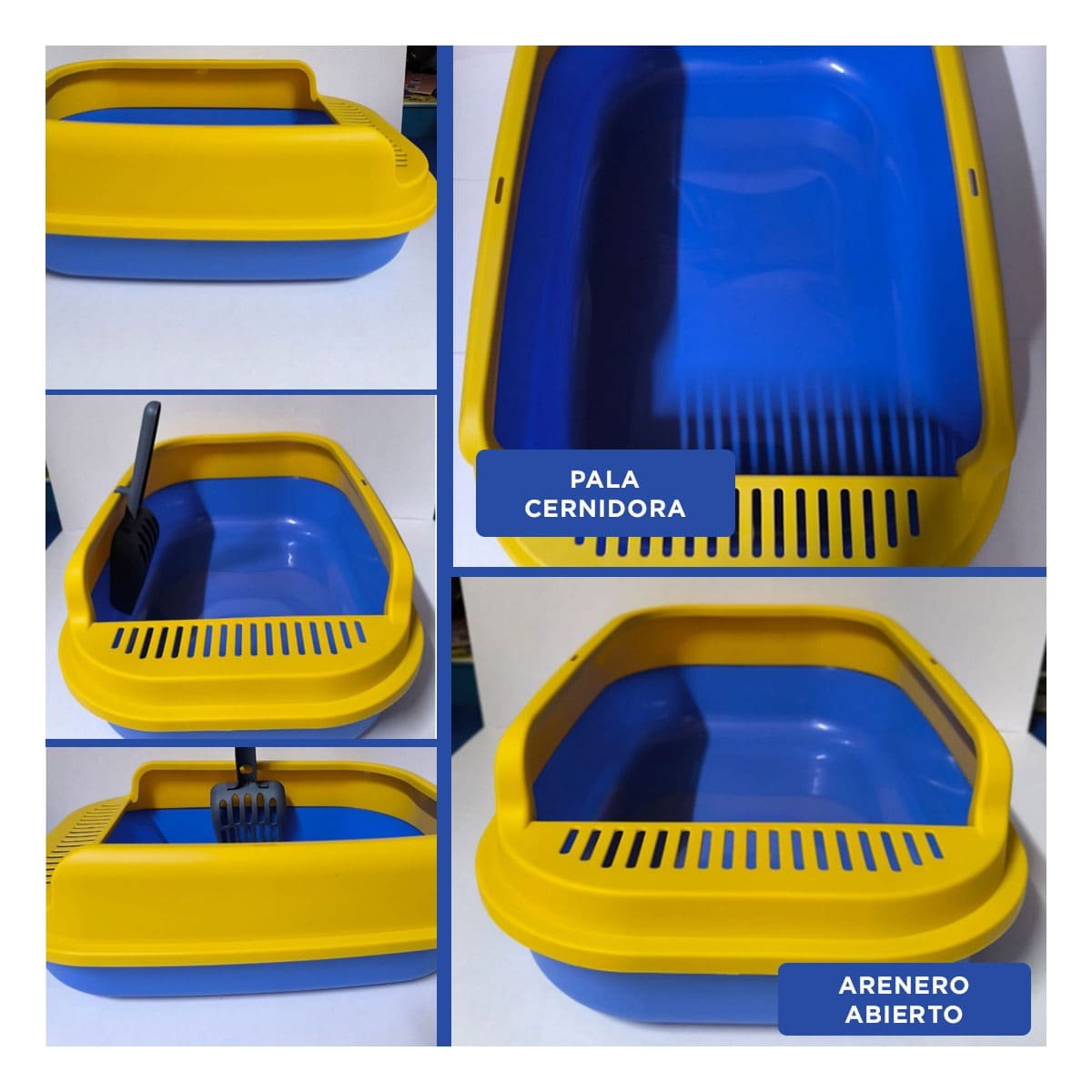 DEPOSITO PRACTICO PARA ARENA DOMESTICA 51X36,5CM AZUL Y AMARILLO Y+LIGAS REGALO - 5