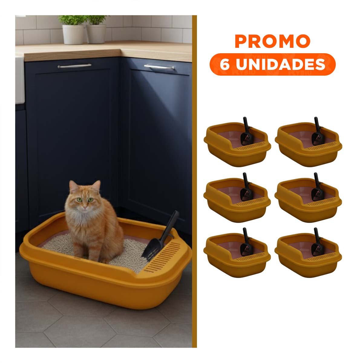 PACK6 RECIPIENTE SANITARIO AMPLIO Y VENTILADO 51X36,5CM ROSADO Y NARANJA - 1
