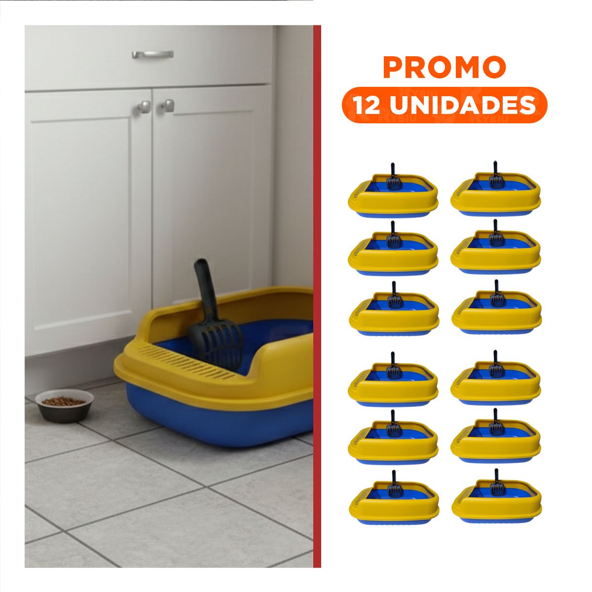 PACK12 ESPACIO FUNCIONAL PARA ARENA EN CASA 51X36,5CM AZUL Y AMARILLO Y+REGALO STICKER - 1