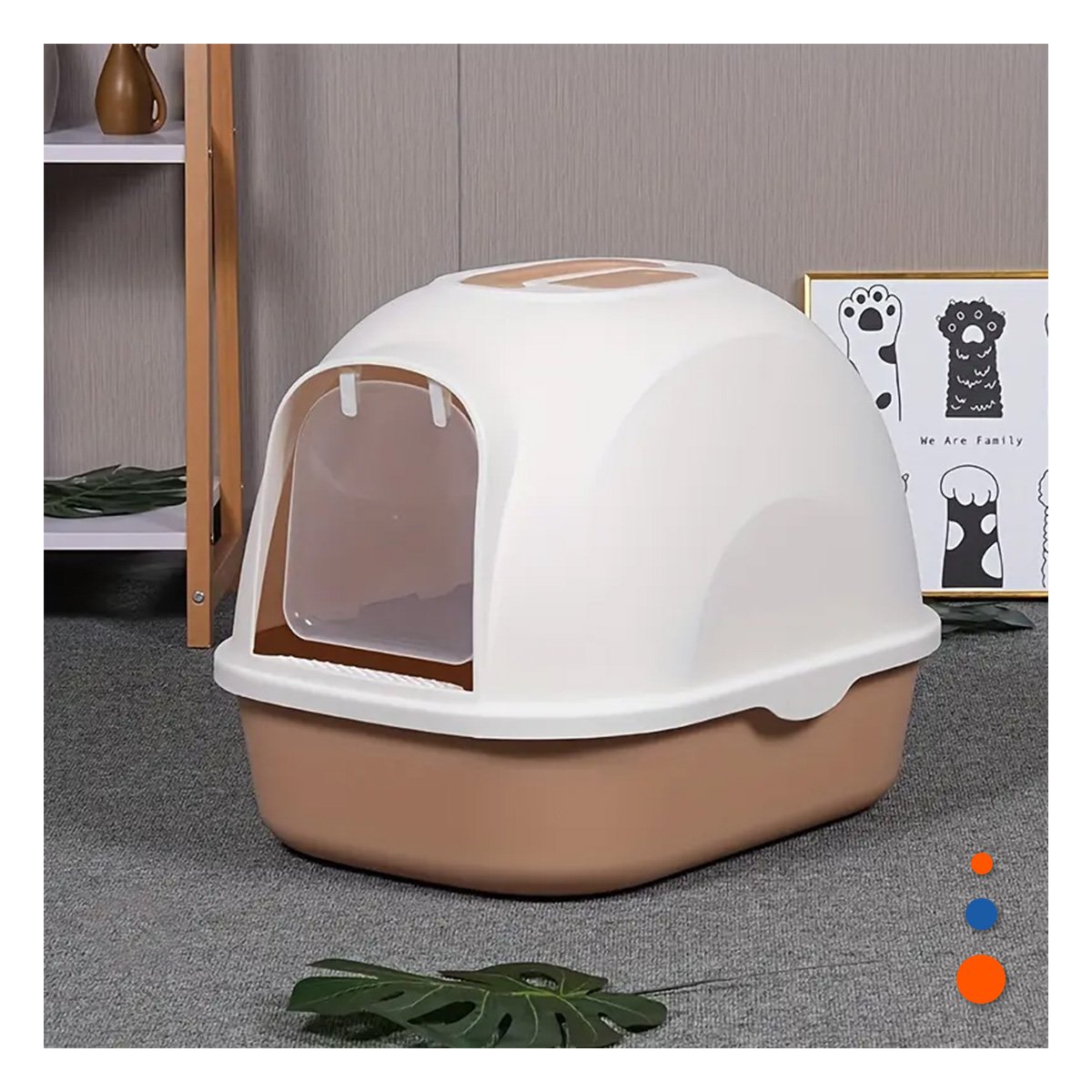 PACK2 RECIPIENTE CON ARENA CERRADO CON ACCESO FRONTAL AMPLIO MARRON CLARO Y+PAPEL REGALO - 2