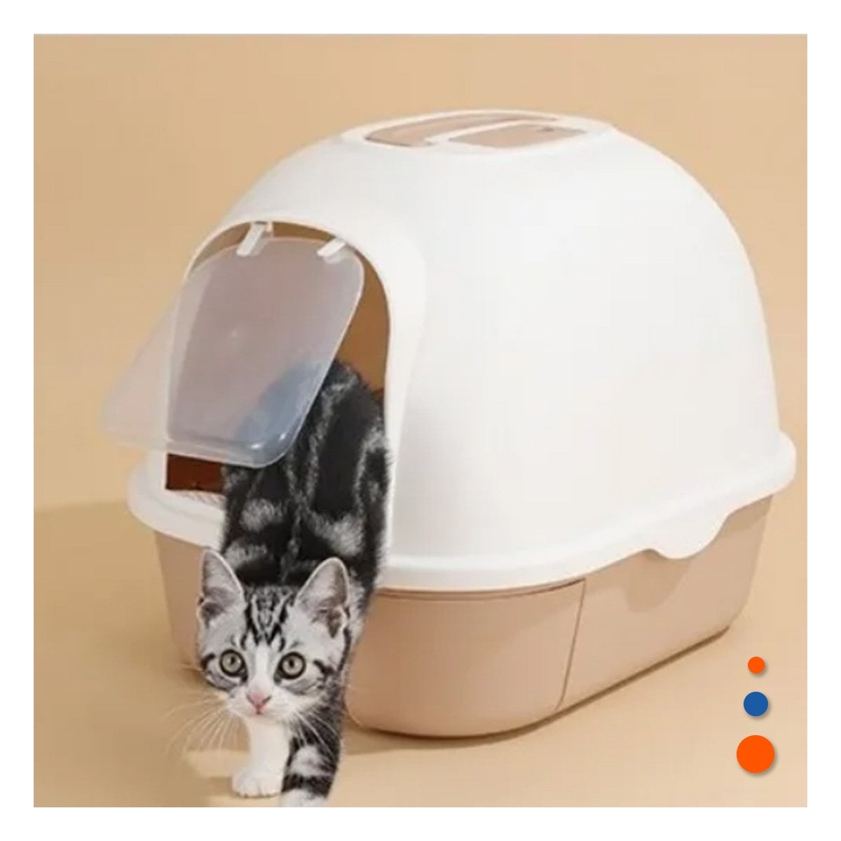 PACK2 RECIPIENTE CON ARENA CERRADO CON ACCESO FRONTAL AMPLIO MARRON CLARO Y+PAPEL REGALO - 5