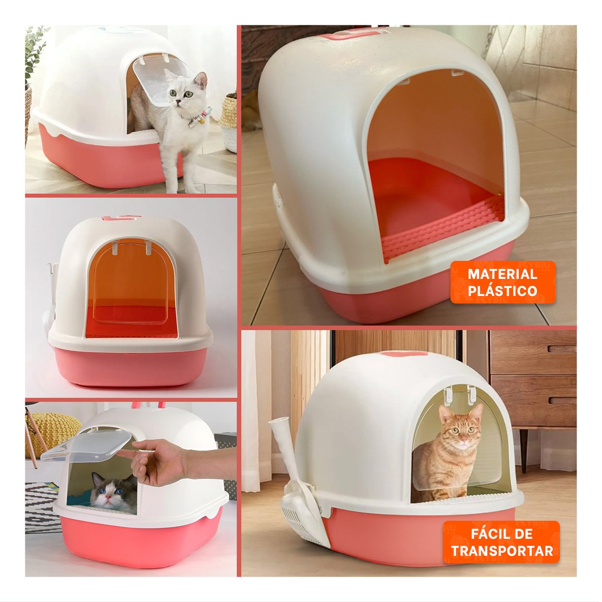 PACK2 CONTENEDOR DE ARENA CERRADO CON BASE AMPLIA Y ESTABLE CORAL Y+PAPEL REGALO - 3