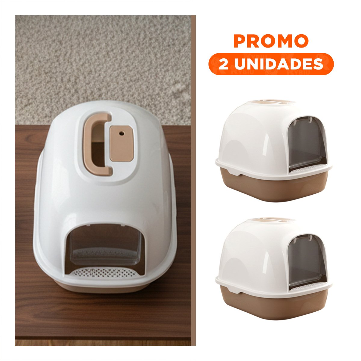 PACK2 CAJON DE ARENA CON SISTEMA CERRADO Y FILTRO INTEGRADO CAFE - 1