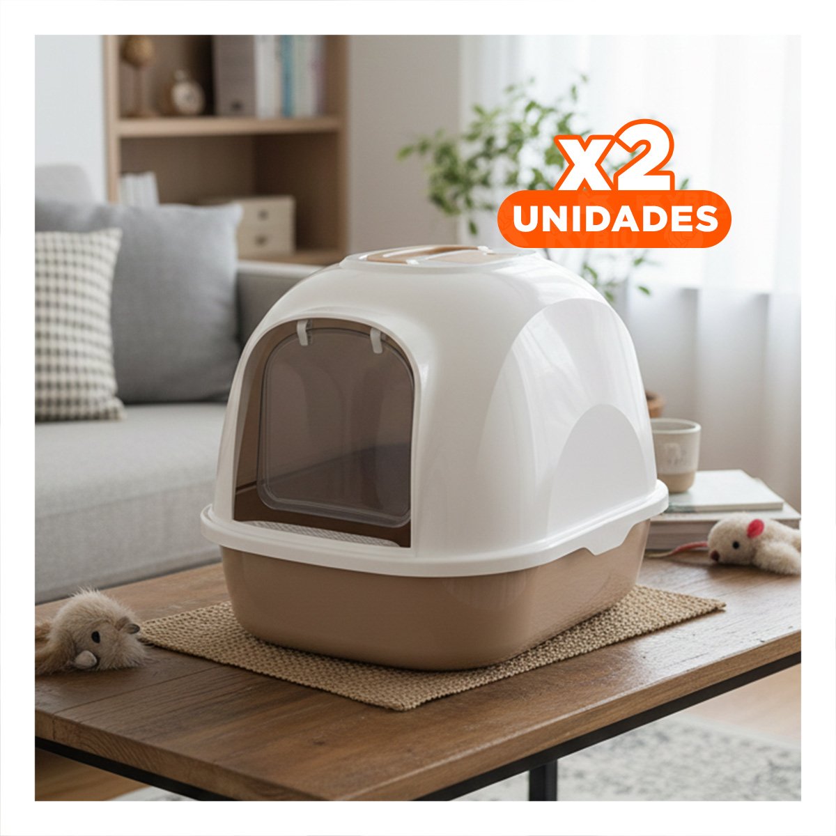 PACK2 CAJON DE ARENA CON CUBIERTA SUPERIOR Y BASE EXTRAIBLE CAFE Y+REGALO STICKER - 1