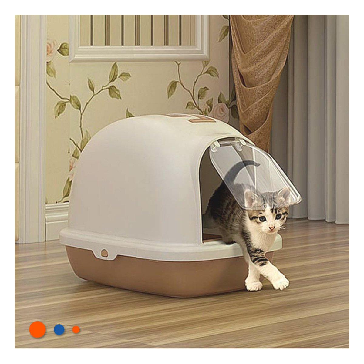 PACK4 SANITARIO PARA GATOS CERRADO CON VENTILACION SUPERIOR MARRON CLARO Y+REGALO STICKER - 5