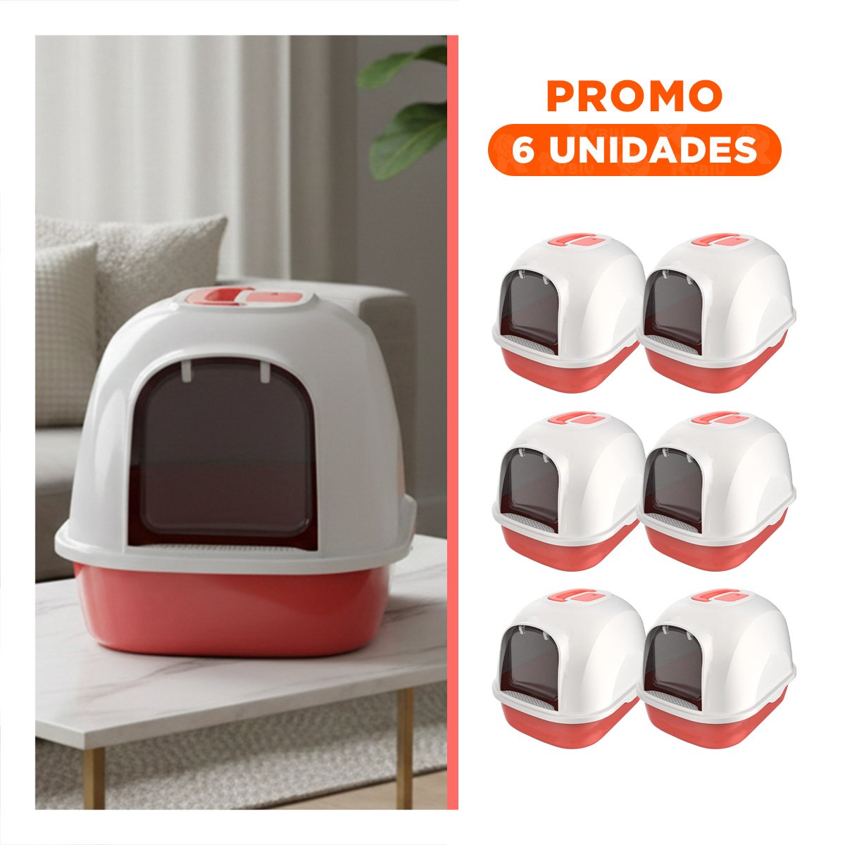 PACK6 RECIPIENTE CON ARENA CERRADO CON ENTRADA FRONTAL AMPLIA CORAL - 1