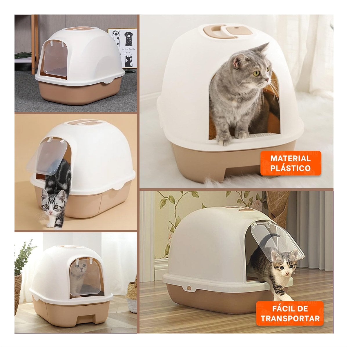 CONTENEDOR DE ARENA MODERNO PARA GATO EN HOGAR MARRON CLARO Y+POST IT - 1