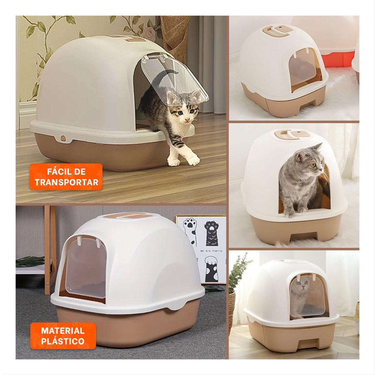 CONTENEDOR DE ARENA MODERNO PARA GATO EN HOGAR MARRON CLARO Y+POST IT - 5