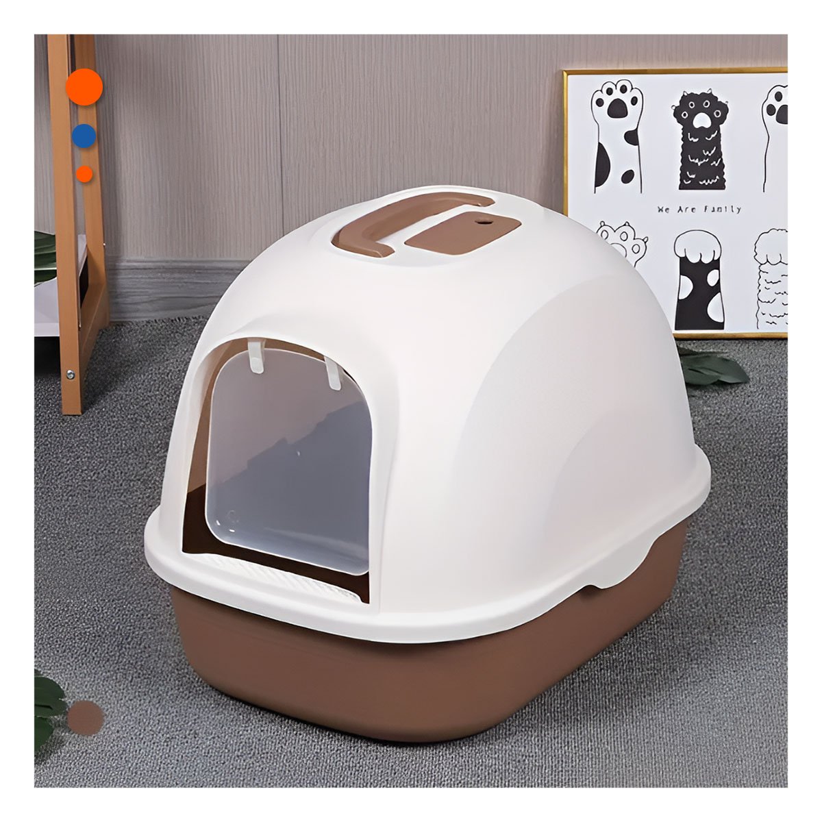 BATEA DE ARENA CERRADA PARA GATO CON TAPA VENTILADA CAFE - 1