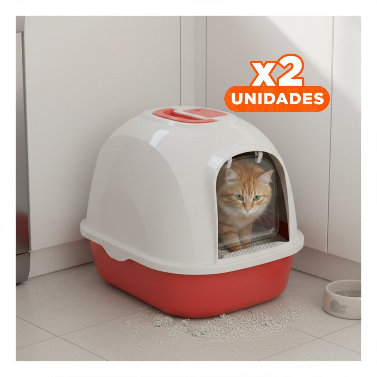 PACK2 CONTENEDOR DE ARENA DISENO COMPACTO PARA ESPACIOS REDUCIDOS CORAL Y+REGALO STICKER - 1