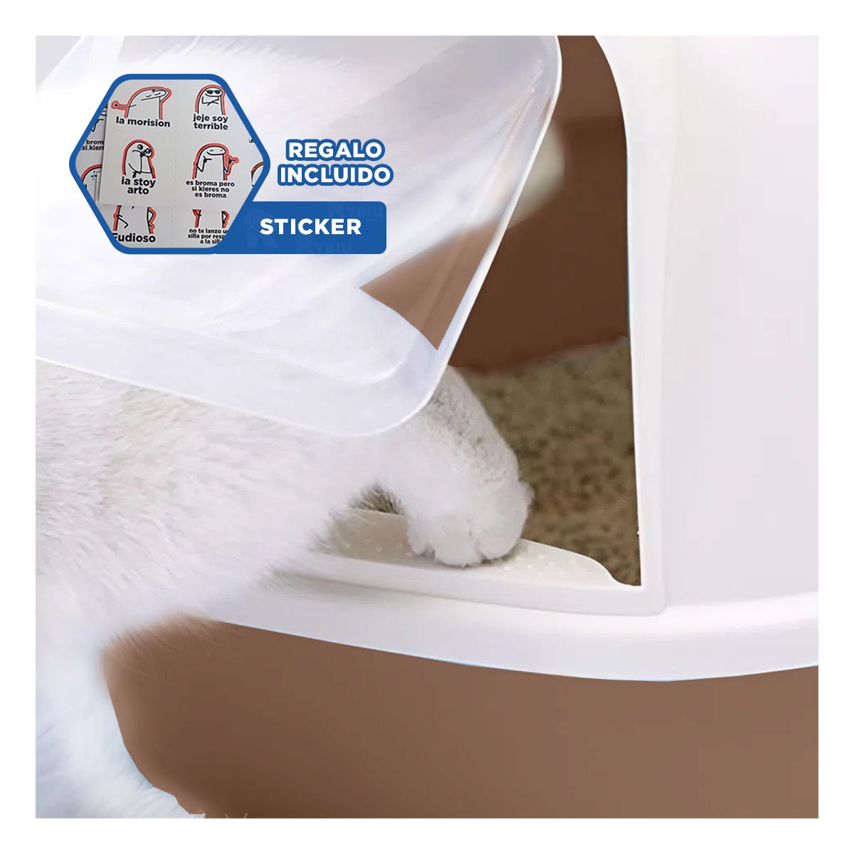 BATEA DE ARENA CON BORDES ELEVADOS Y BASE FIRME CAFE Y+REGALO STICKER - 1