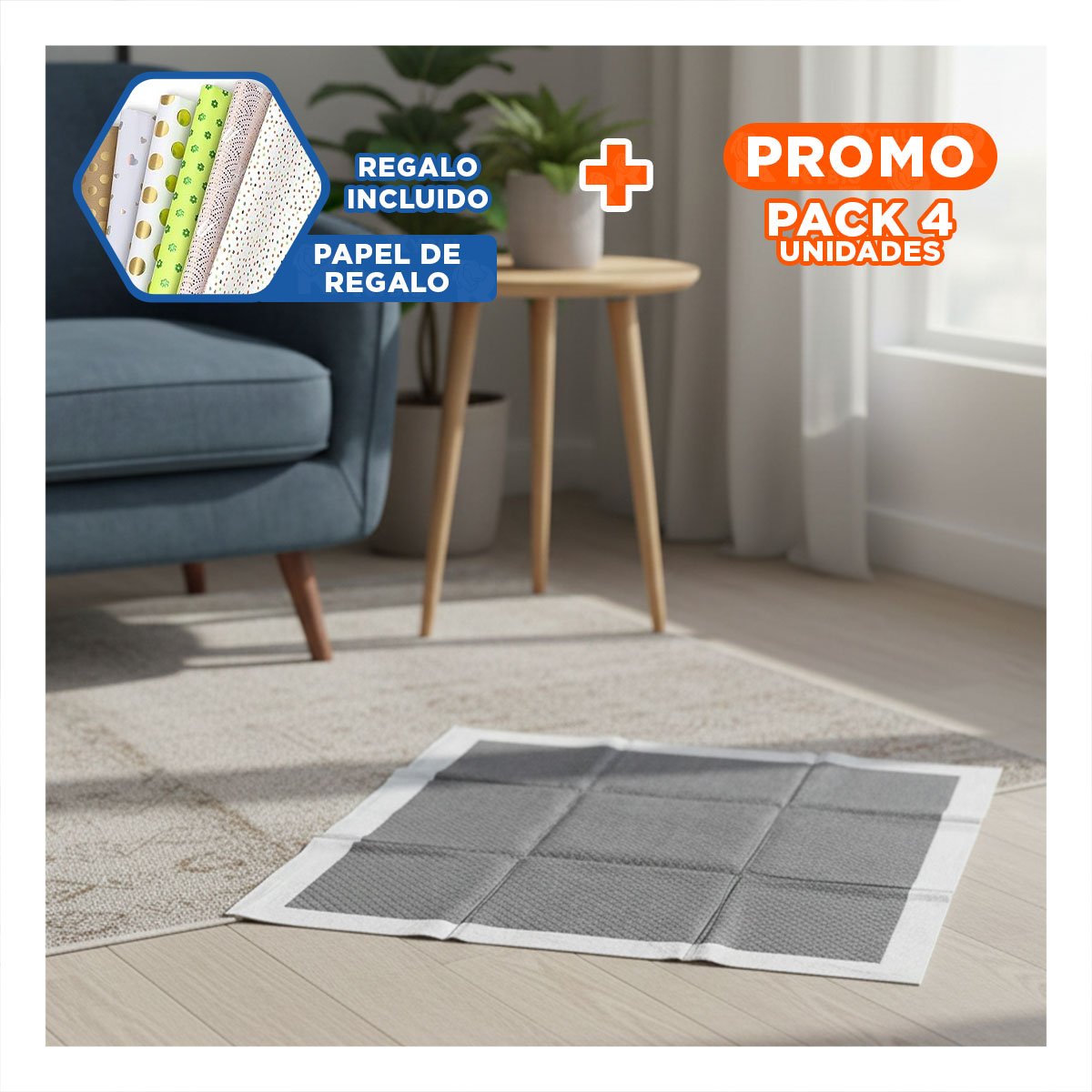 PACK4 BASE SANITARIA DE USO DIARIO 60X60 CM TALLA L 40 NEGRO Y+PAPEL REGALO - 1