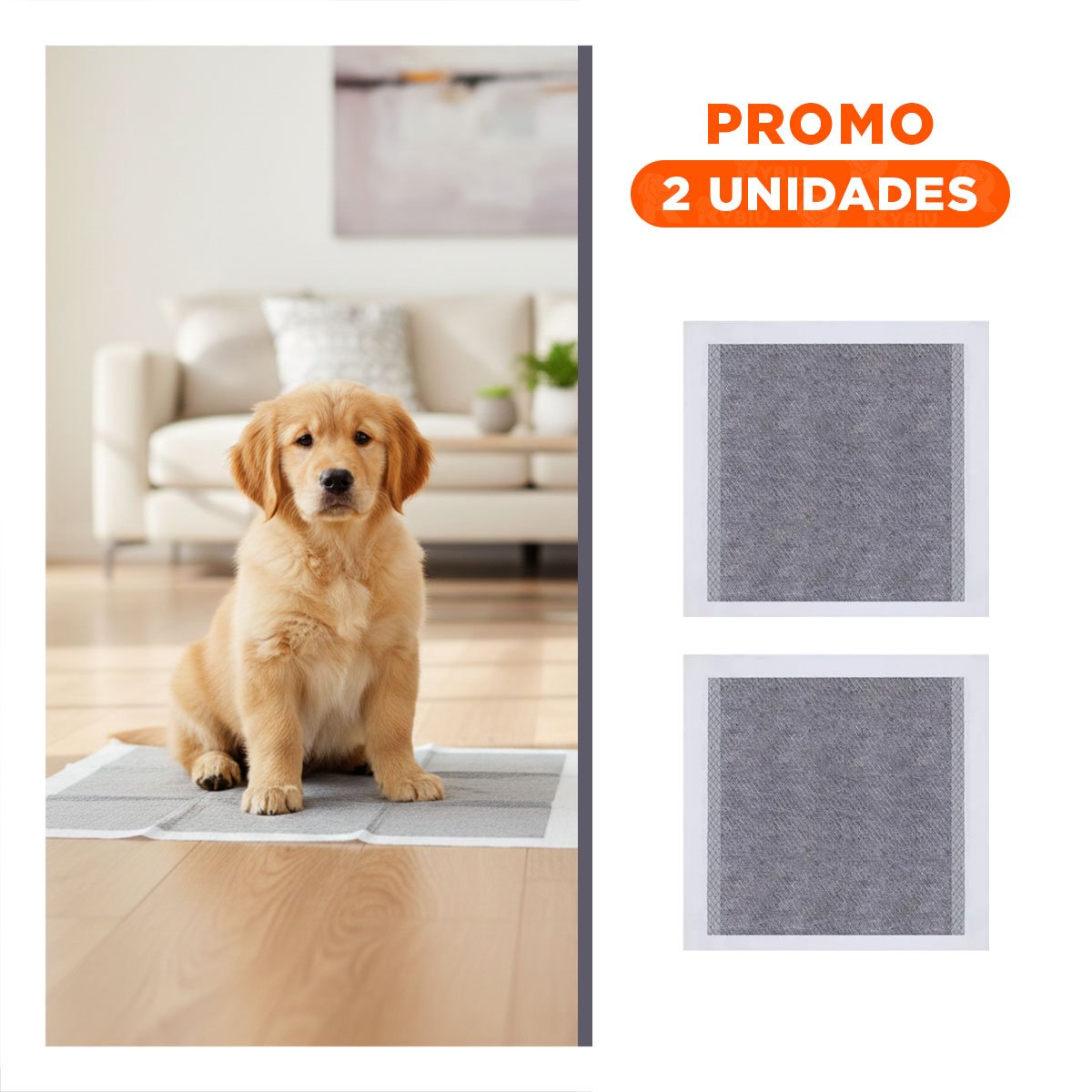PACK2 BASE ABSORBENTE PARA MASCOTA 60X60 CM TALLA L 40 UNIDADES NEGRO - 1